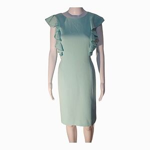 Alex Marie Mint Blue Ruffle Cap Sleeves Seath Dress Size 6